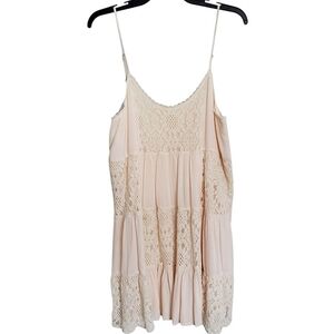 Entro Tiered Lace Babydoll Mini Dress - Large